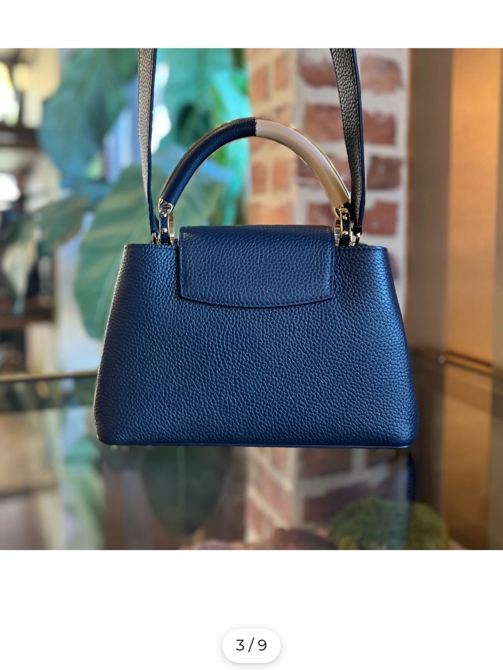 Louis Vuitton Capucines BB Top Handle Bag in Navy with Cream Handle - Picture 4 of 6